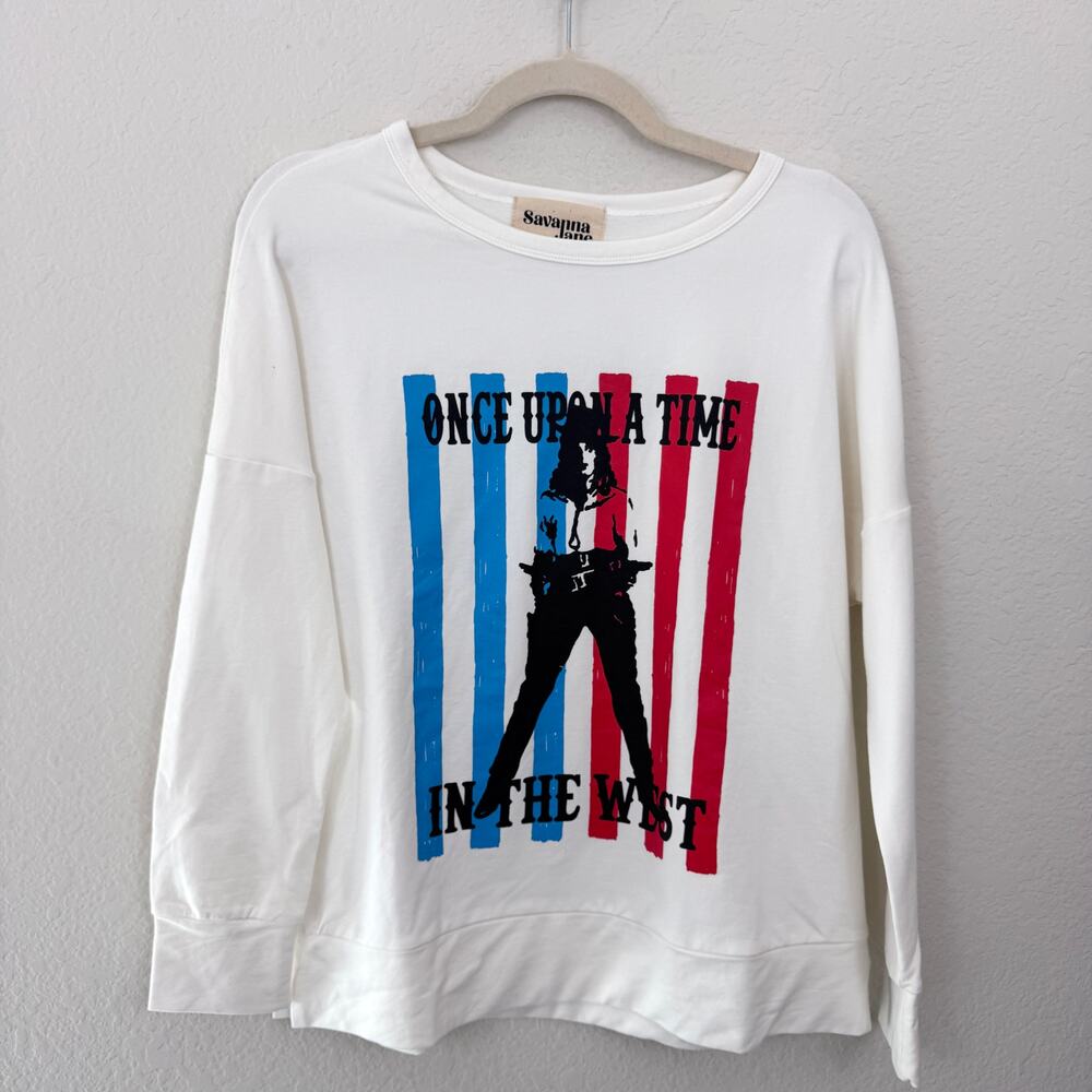 Savanna Jane Womens Sweatshirt Top Size S Once Upon A Time In The West White